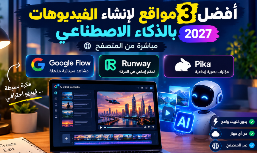 أفضل 3 مواقع لإنشاء الفيديوهات بالذكاء الاصطناعي 2027 مباشرة من المتصفح